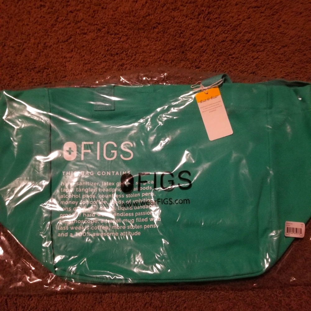 Figs  Canvas Tote Surgical Green: no longer new but looks new